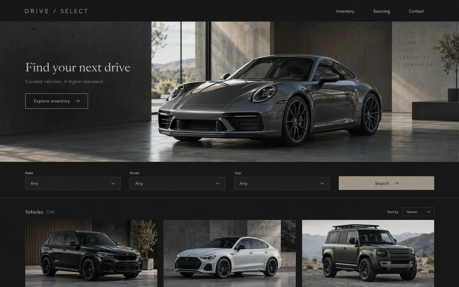 Drive / Select vehicle catalog with search filters and car photos