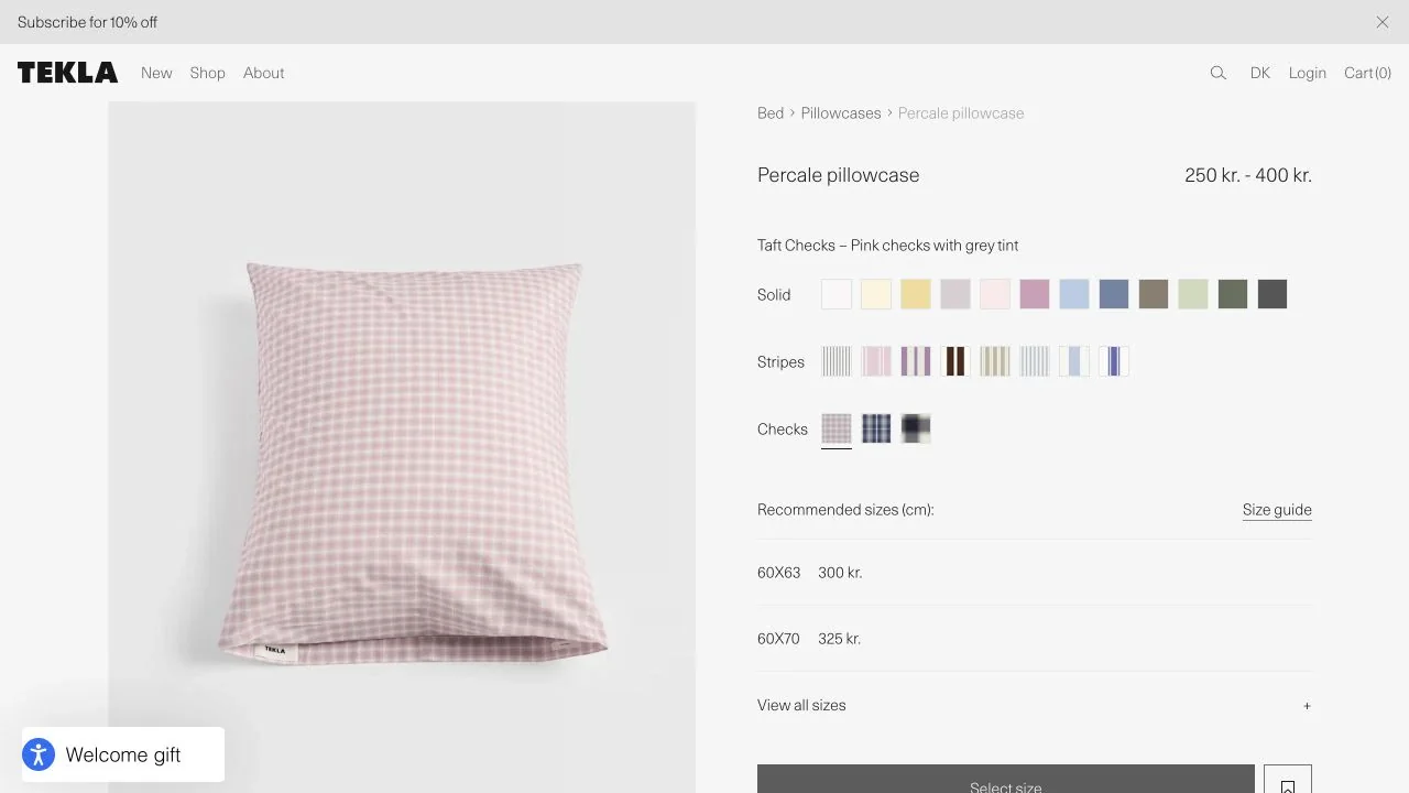 Colour groups, dimensions and product guidance