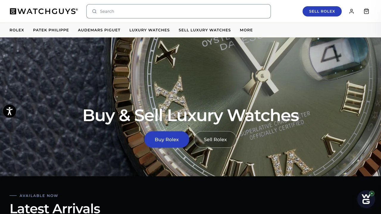 WatchGuys storefront with watch photos and buying and selling options